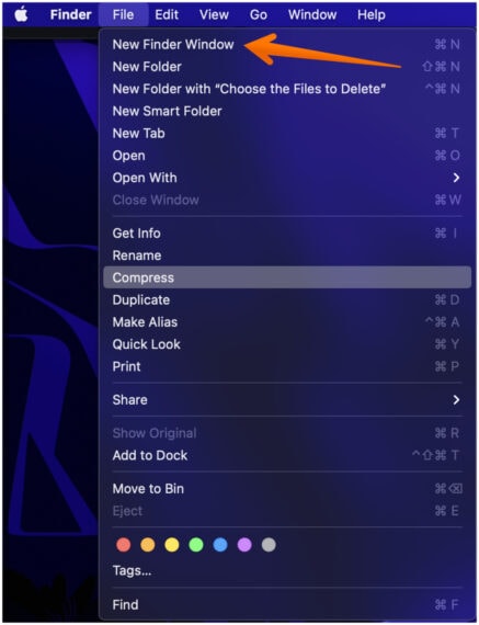 Click on New Finder Window