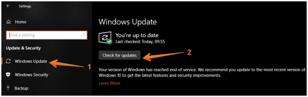 Click on Windows Update