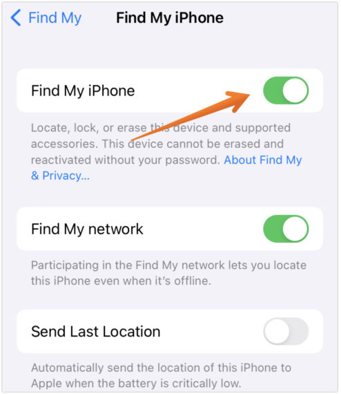 Turn Off Find my iPhone before you transfer WhatsApp from Android to iPhone