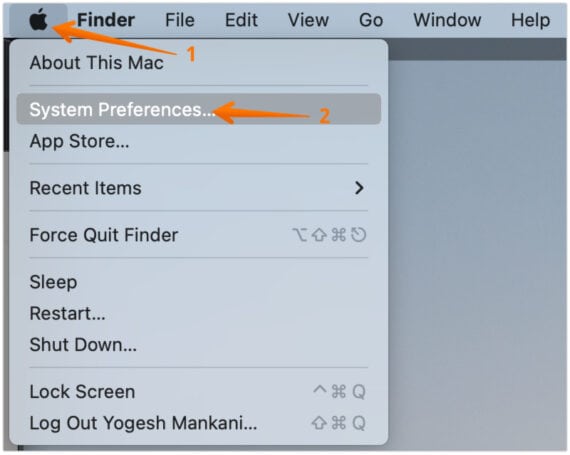 Click on the Apple Icon and Select System Preferences