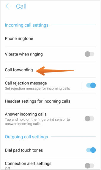 Tap on Call Forwarding Option