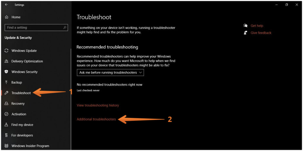 Click on Additional Troubleshooter