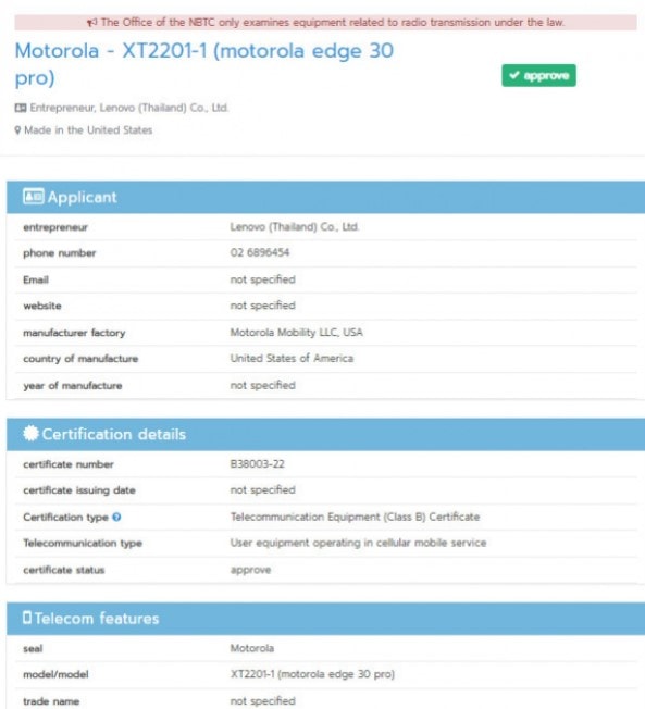 Motorola Edge X30 as Edge 30 Pro