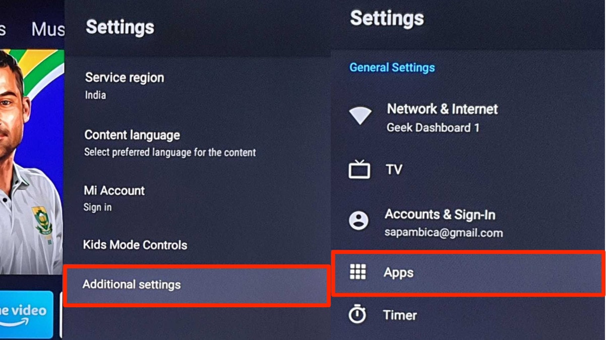 Select Additional Settings then Apps