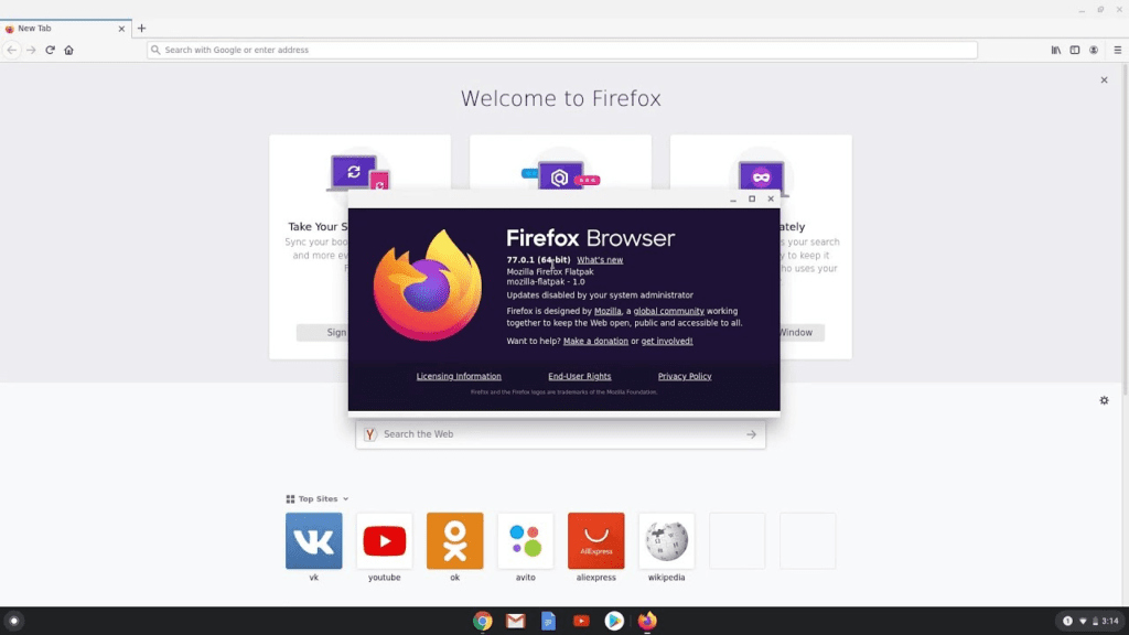 Firefox Standard version on Chromebook