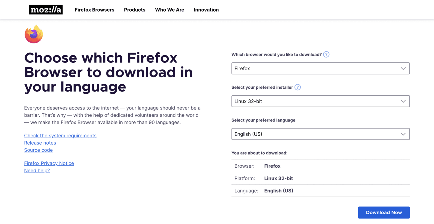 Download Firefox Standard version