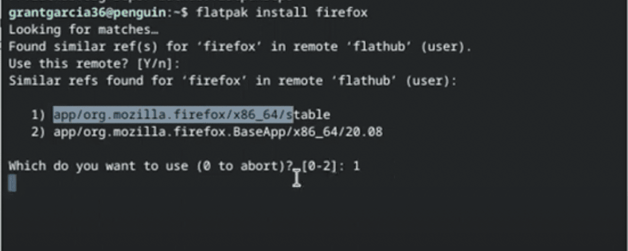 Command to Install Firefox using Flatpak