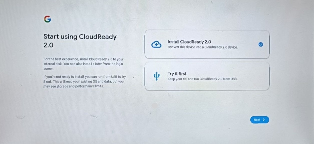 Install Cloud Ready and Try it First option