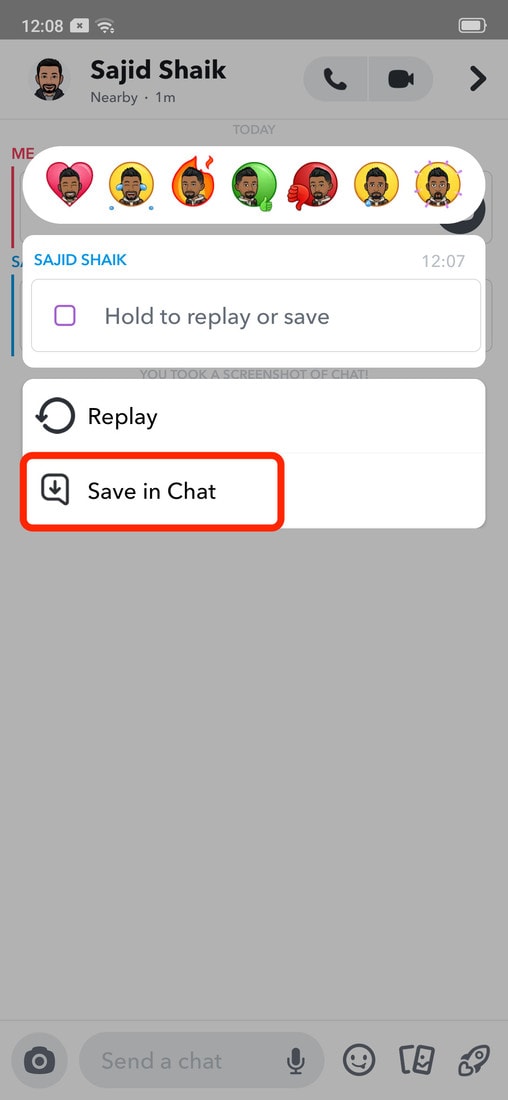 Save in Chat option after long pressing the video