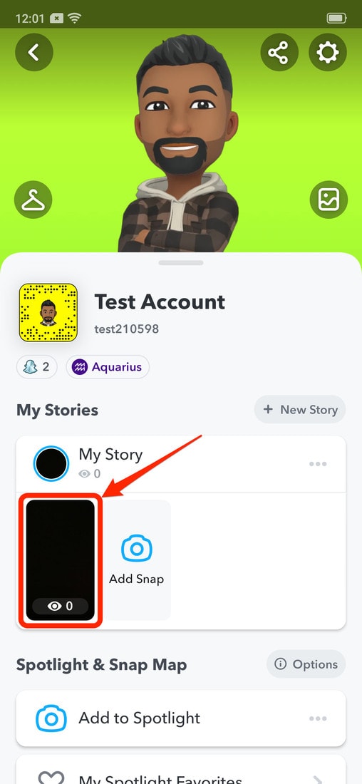 Tap Story on Profile Page