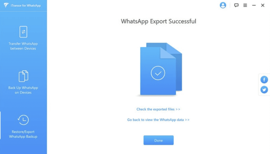 WhatsApp Chats Export in iTransor