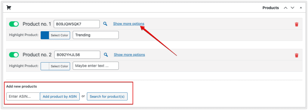 Add Products to Comparison Table