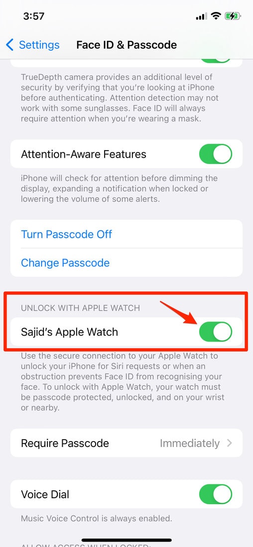 Enable Apple Watch Unlock Feature