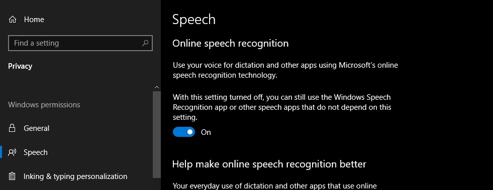Desativar o reconhecimento de fala no Windows