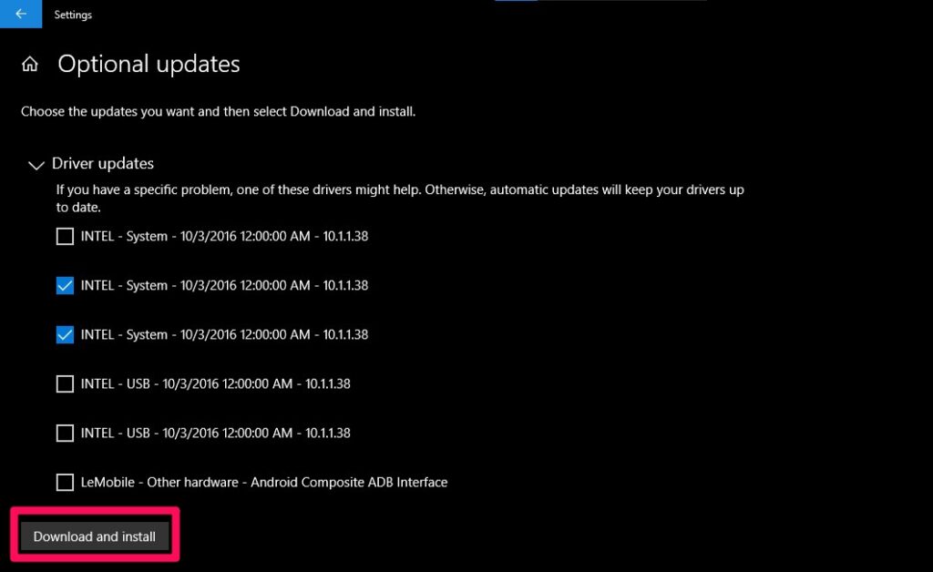 Download and Install Optional Updates on Windows