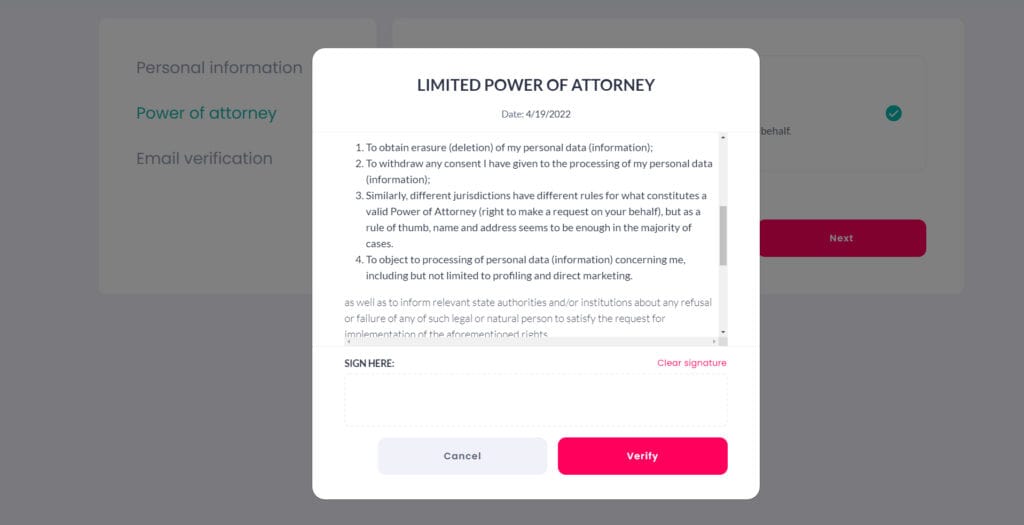 Incogni - Power of Attorney