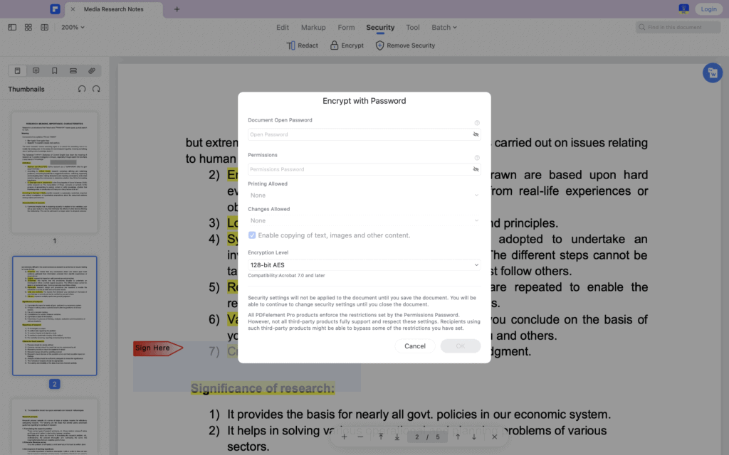 Wondershare PDFelement - Encrypt with Password