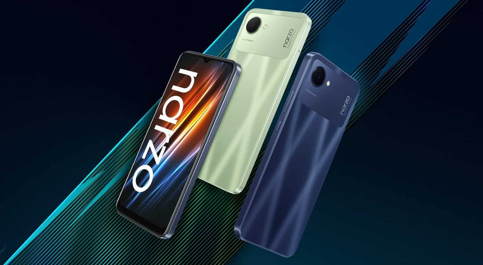 HONLEN Custodia In Pelle Per Realme C30 / Realme Narzo 50i Prime (6.5 Pollici) - Cover Aziendale Con Retro In Pelle, Colore Azzurro, Protezione Anticaduta