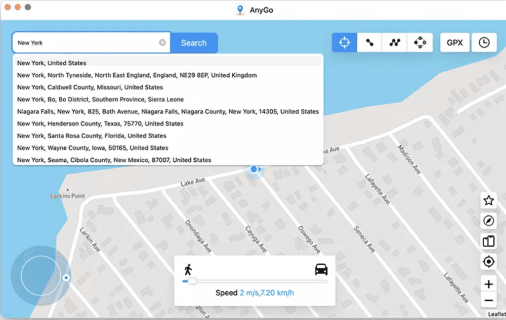 Location Search in iToolab AnyGo