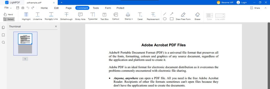 Comment Annotator on LightPDF