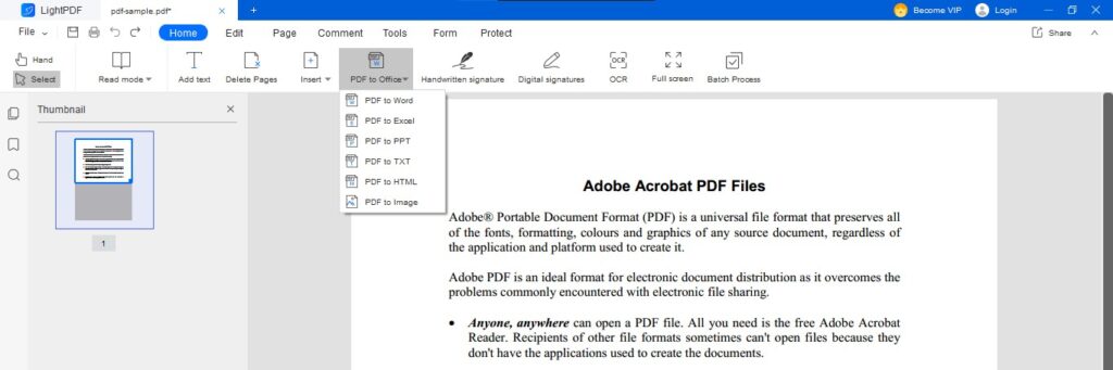 Convert PDFs on LightPDF