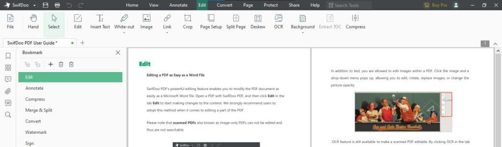 Editing PDFs on SwifDoo PDF tool