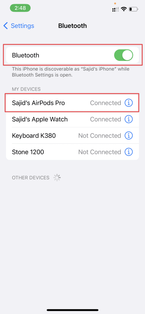 Turn on Bluetooth and Connect AirPods