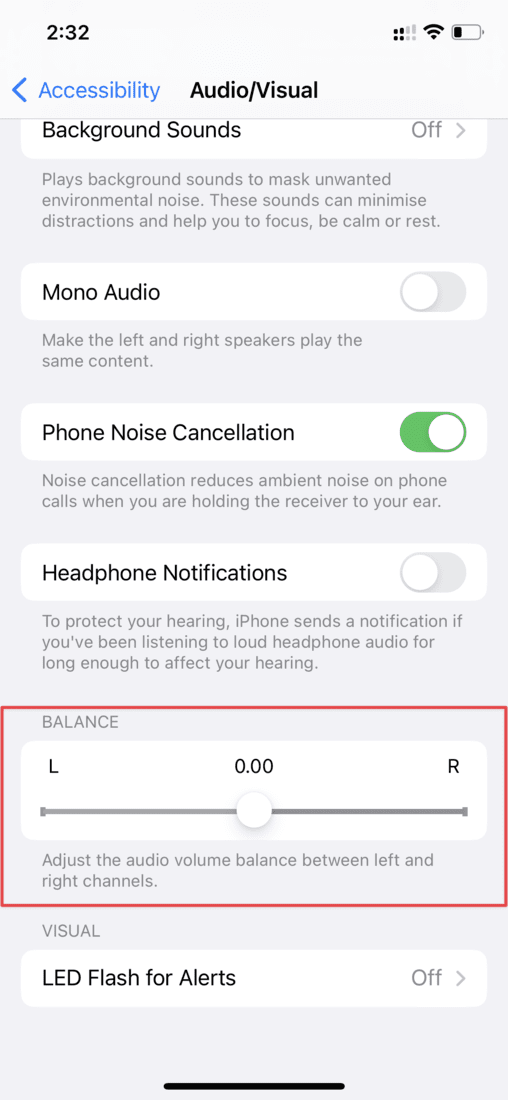 Adjust audio balance to zero to fix quiet AirPods