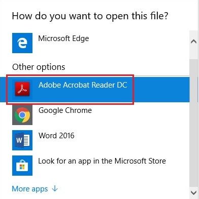 Open with Adobe Acrobat Reader DC