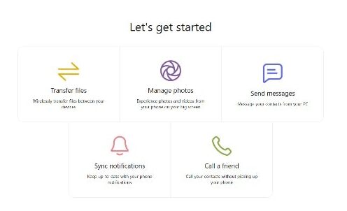 Lets's Get Started Screen on the Intel Unison app