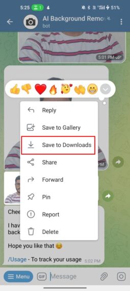 Telegram Save to Downloads