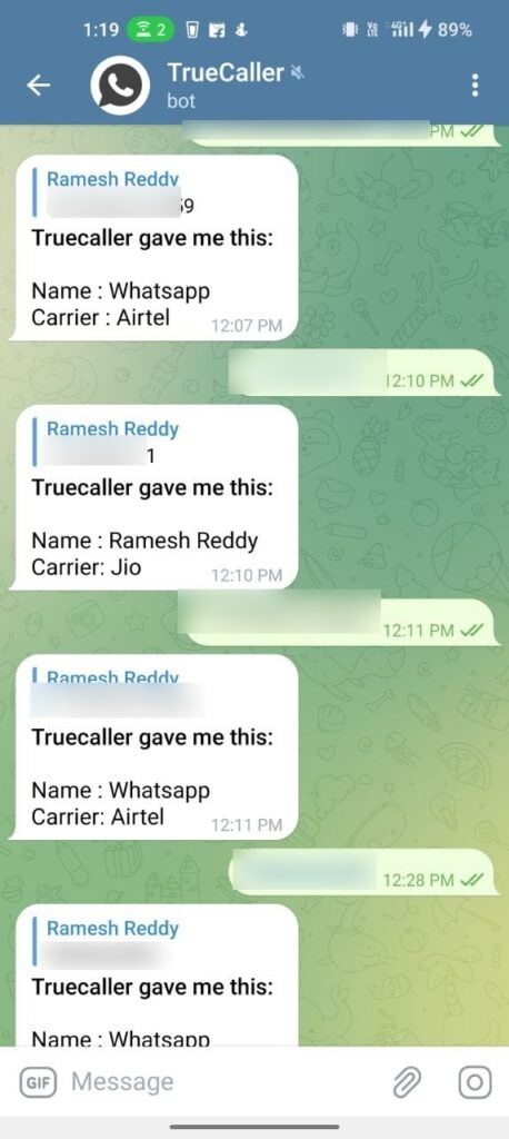 Truecaller bot to check your mobile number status in database