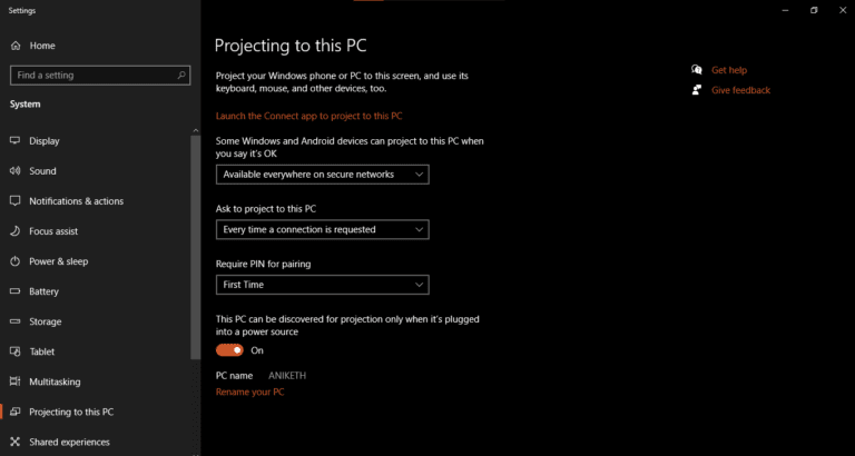 Projecting Setting How to Use Laptop as Secondary Display to Extend and Mirror Wirelessly