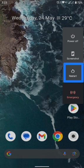 Reiniciar teléfono inteligente Android