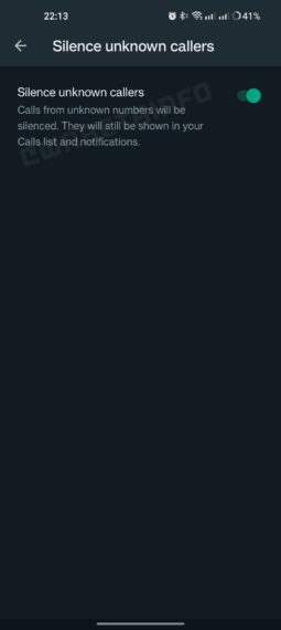 WhatsApp Silence Unknown Callers