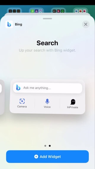 Microsoft Bing Widget on iOS