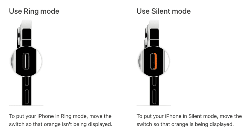 Put iPhone on vibrate, ring or silent mode