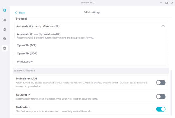 Surfshark One VPN Settings