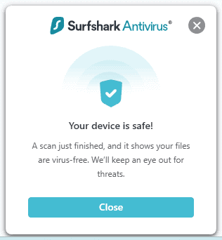 Surfshark Antivirus Scan Results