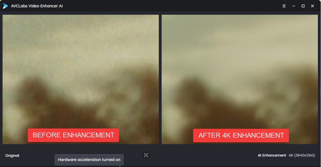 Before and After enhancing a video file to 4K resolution