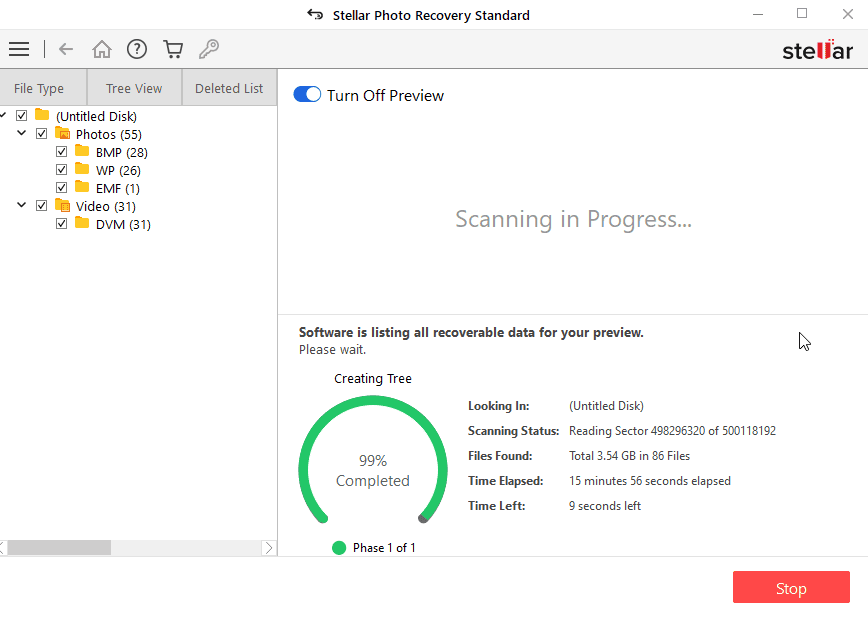 Stellar Photo Recovery Performance