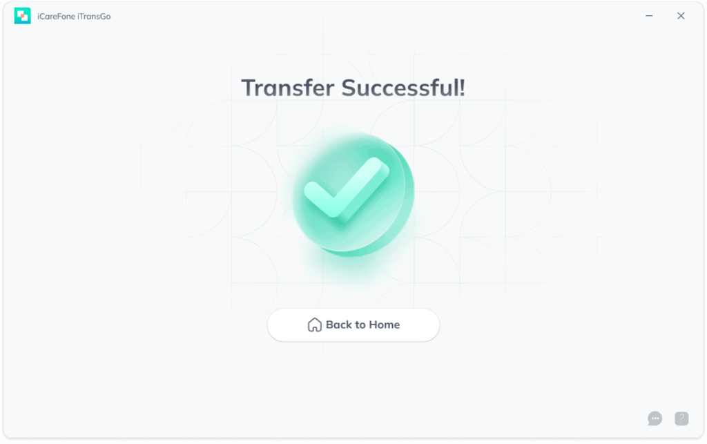 iCareFone iTransGo - Transfer Successful