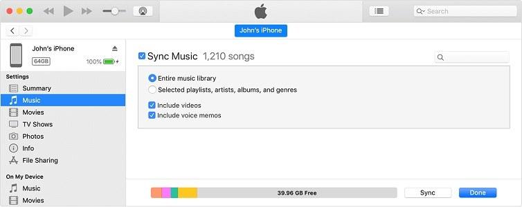 iTunes Sync Music