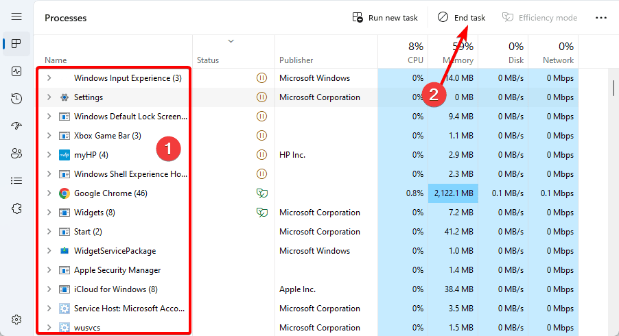 End Task from Task Manager