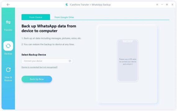 iCareFone Transfer - WhatsApp Backup Now