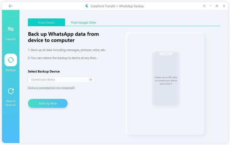 iCareFone Transfer - WhatsApp Backup Now