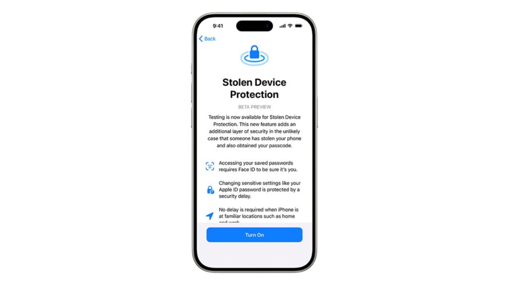 Reference image of Apple Stolen Device Protection feature