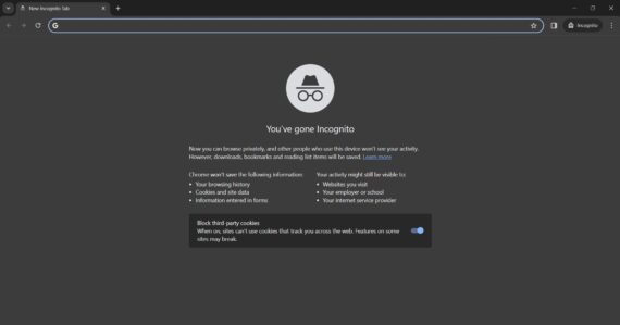 Reference image of Google Chrome's Incognito mode