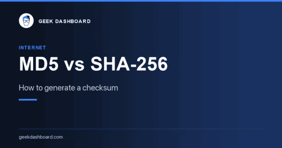 MD5 compared with SHA-256 on a Geek Dashboard card