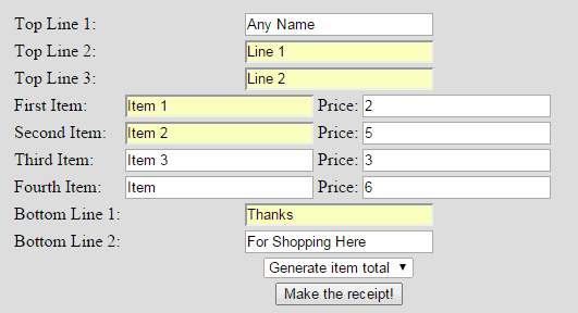 Custom Receipt Maker